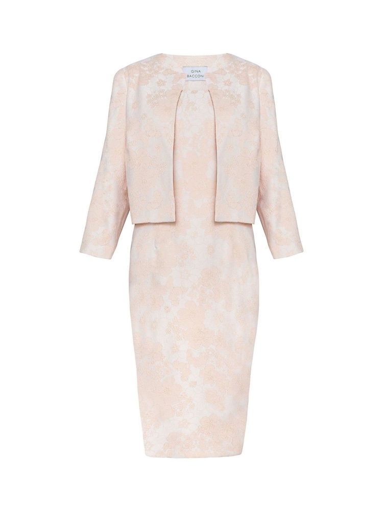 Gina Bacconi Pink Lily Jacquard Shift Dress And Bolero - Image 6 of 6