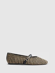 River Island Black Raffia Mary Jane Flat Ballet Pumps - Image 2 of 6