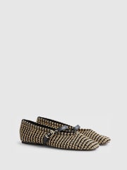 River Island Black Raffia Mary Jane Flat Ballet Pumps - Image 3 of 6
