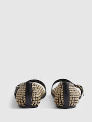 River Island Black Raffia Mary Jane Flat Ballet Pumps - Image 4 of 6