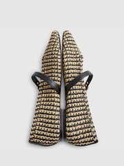 River Island Black Raffia Mary Jane Flat Ballet Pumps - Image 5 of 6