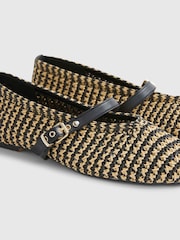 River Island Black Raffia Mary Jane Flat Ballet Pumps - Image 6 of 6