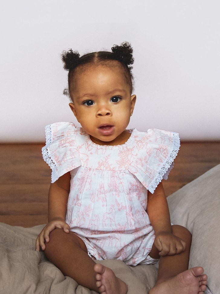 The Little Tailor Pink/White Muslin 100% Cotton Playsuit