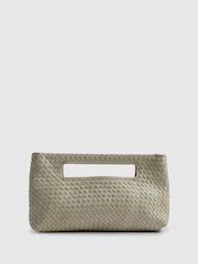 River Island Cream Woven Leather Clutch Bag - Image 2 of 6