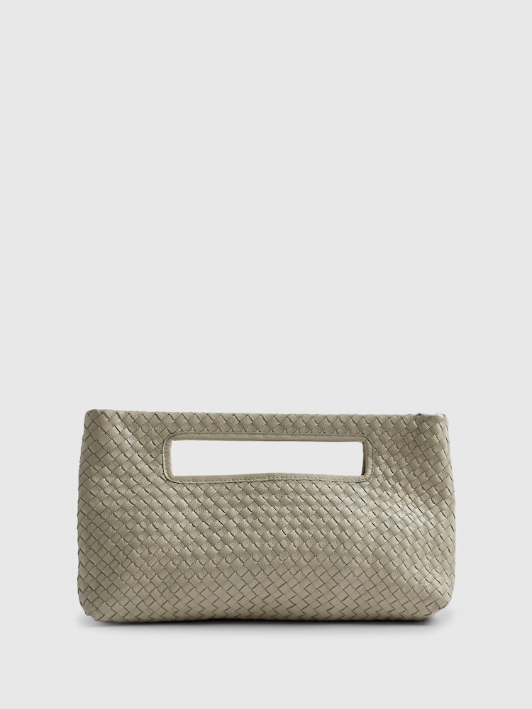 River Island Cream Woven Leather Clutch Bag - Image 2 of 6