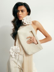 River Island Cream Woven Leather Clutch Bag - Image 6 of 6