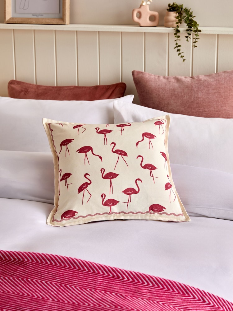 Fushsia Pink 43 x 43cm Flamingo Outdoor Cushion - Image 1 of 6