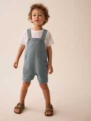 Blau - Latzhose aus 100 % weicher, strukturierter Baumwolle (3M.–7J.) - Bild 2 von 7