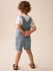 Blau - Latzhose aus 100 % weicher, strukturierter Baumwolle (3M.–7J.) - Bild 3 von 7