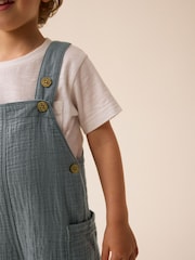 Blau - Latzhose aus 100 % weicher, strukturierter Baumwolle (3M.–7J.) - Bild 4 von 7