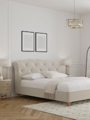 Soft Texture Light Natural Hartford Upholstered Bed Frame - Image 1 of 9