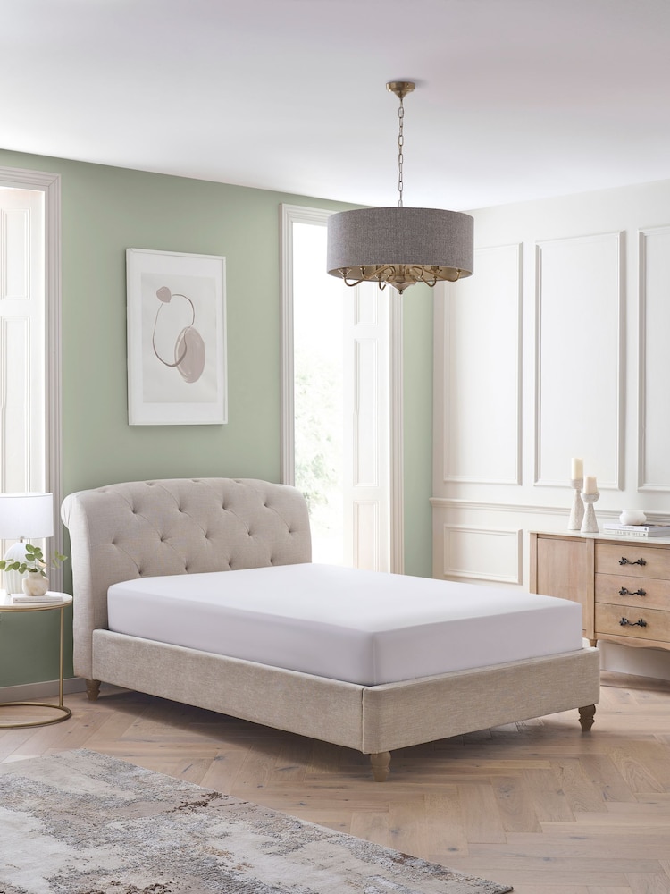 Soft Texture Light Natural Hartford Upholstered Bed Frame - Image 2 of 9