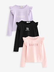 Baker by Ted Baker Multi Graphic Frill dolg rokav; z dolgimi rokavi majica 3 Pack - Slika 1 iz 7