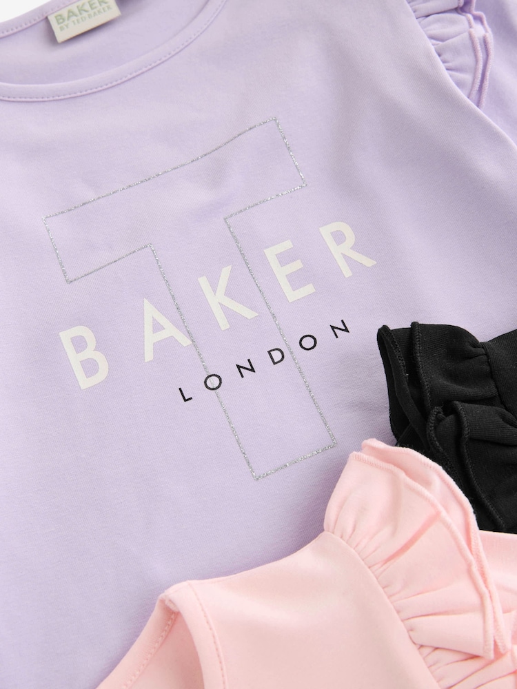 Baker by Ted Baker Multi Graphic Frill Long Sleeve T-Shirt 3 Pack - Image 6 of 7