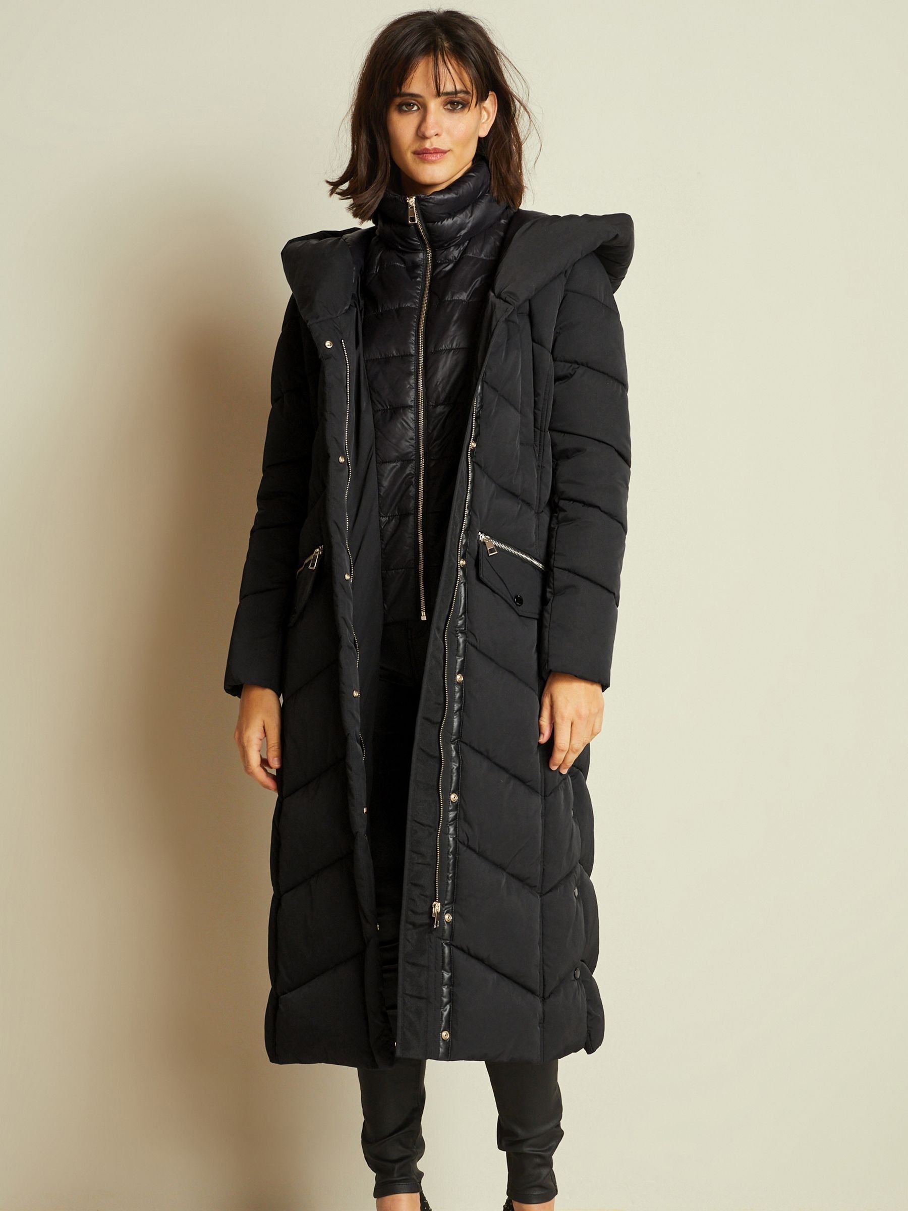 Nike black small logo longline padded jacket online