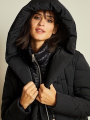 Black Longline Padded Coat - Image 5 of 9