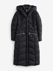 Black Longline Padded Coat - Image 7 of 9