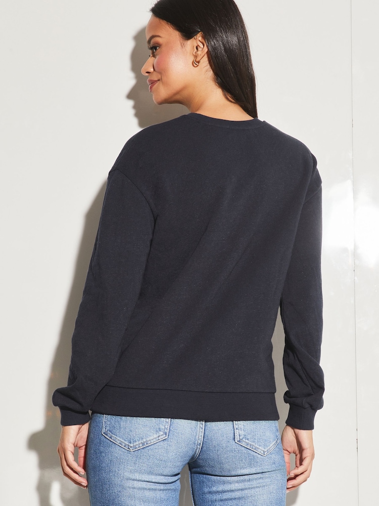 Lipsy Dark Blue Round Neck Sweatshirt - Image 2 of 6