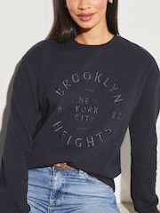 Lipsy Dark Blue Round Neck Sweatshirt - Image 4 of 6