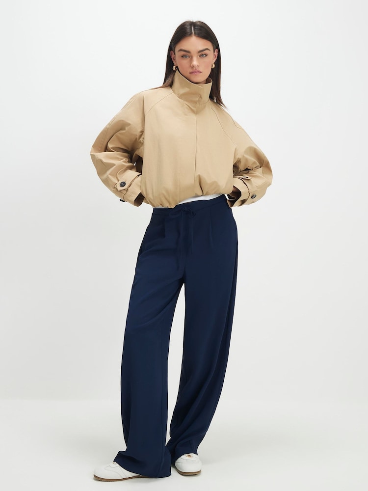 River Island Blue Tailored Drawstring Wide Leg Joggers - Image 1 of 4
