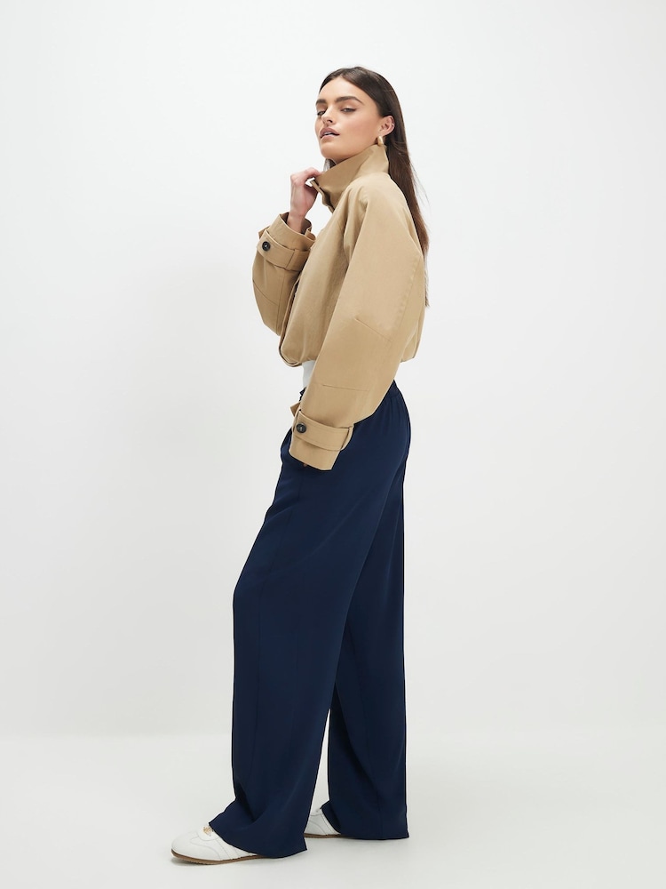 River Island Blue Tailored Drawstring Wide Leg Joggers - Image 2 of 4
