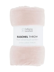 Catherine Lansfield Pink Raschel Velvet Touch Plush Extra Large Throw - Image 3 of 4
