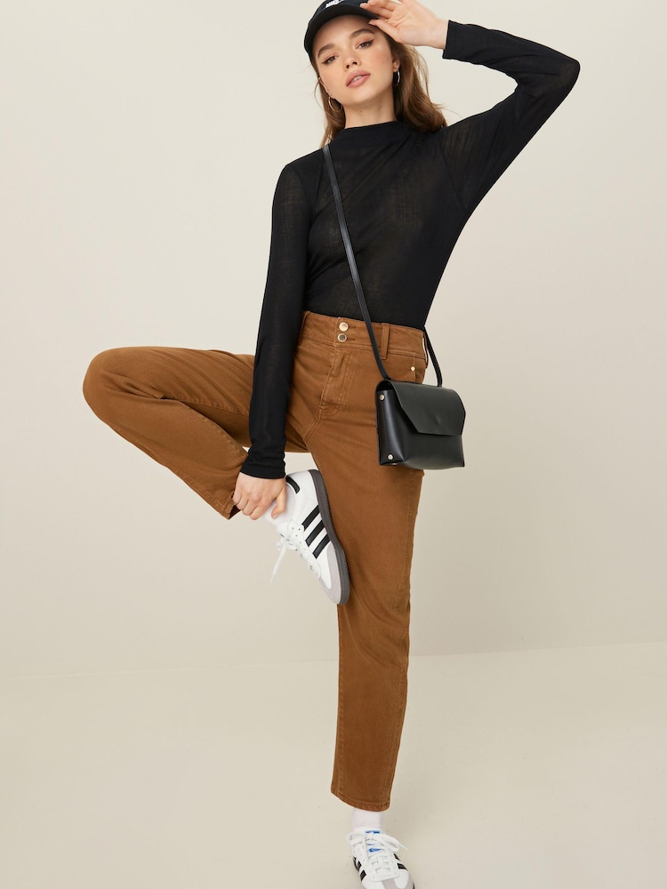 Rust Brown Barrel Leg Jeans - Image 1 of 7