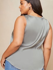 Lipsy Grey Curve V Neck Satin Trim Vest - Image 2 of 4