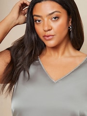 Lipsy Grey Curve V Neck Satin Trim Vest - Image 4 of 4