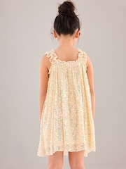 Neutral/ Iridescent Sequin Gathered Strappy Party Dress (3-14yrs) - Image 3 of 7