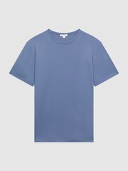 Reiss Airforce Blue Day Mercerised Cotton Crew Neck T-Shirt - Image 2 of 5