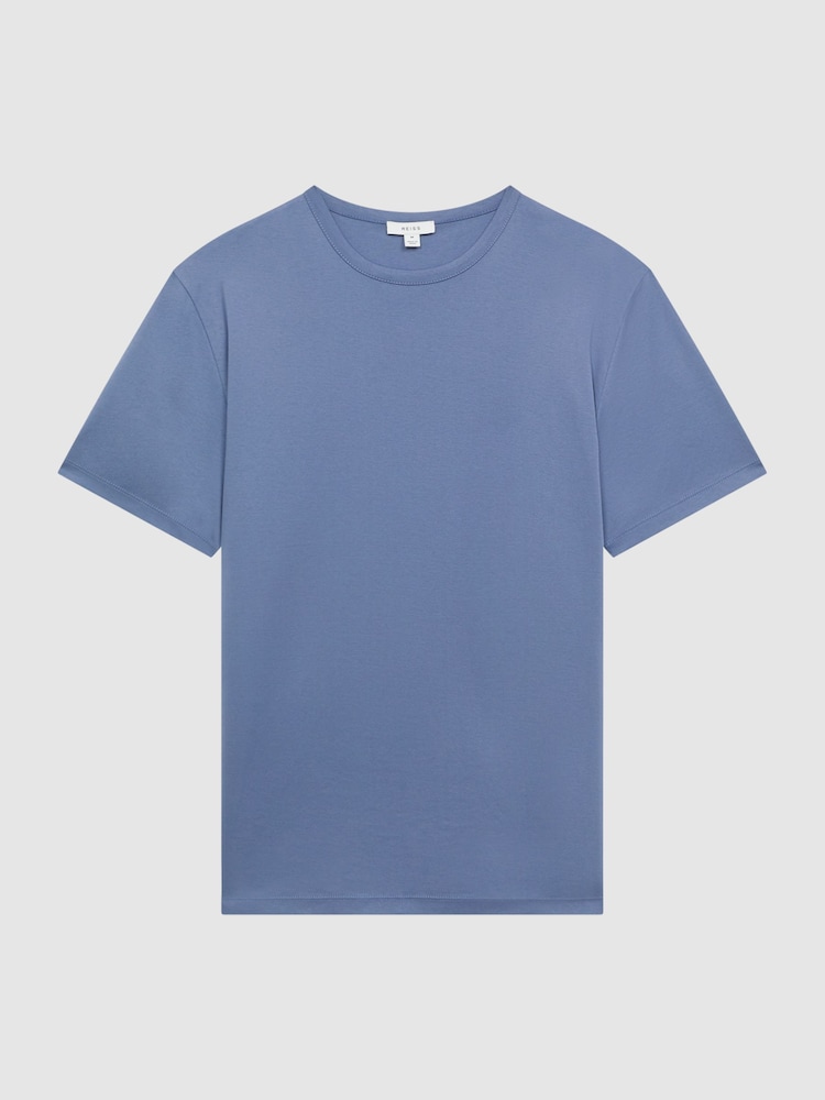 Reiss Airforce Blue Day Mercerised Cotton Crew Neck T-Shirt - Image 2 of 5
