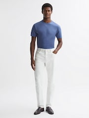 Reiss Airforce Blue Day Mercerised Cotton Crew Neck T-Shirt - Image 3 of 5