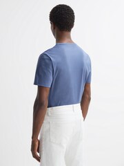 Reiss Airforce Blue Day Mercerised Cotton Crew Neck T-Shirt - Image 5 of 5