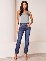 Lipsy Grey V Neck Satin Trim Vest - Image 3 of 4