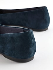 Navy Blue Forever Comfort® Leather Square Toe Ballerina Shoes - Image 6 of 8