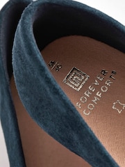 Navy Blue Forever Comfort® Leather Square Toe Ballerina Shoes - Image 8 of 8