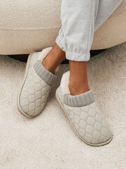Grey Quilted Shoot Slippers - Image 1 of 7