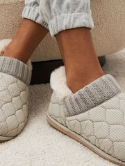Grey Quilted Shoot Slippers - Image 2 of 7