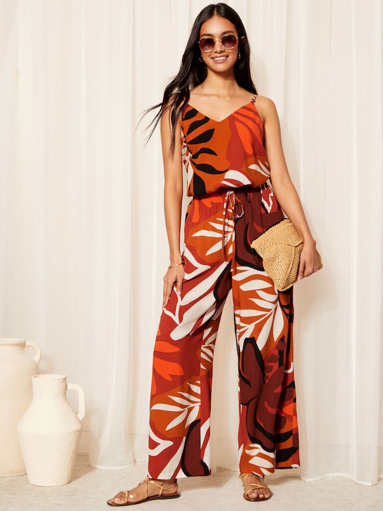 Friends Like These Orange Paperbag Woven Wide Leg Trousers - Image 2 of 4 Friends Like These Orange Paperbag Woven Wide Leg Trousers - Image 2 of 4