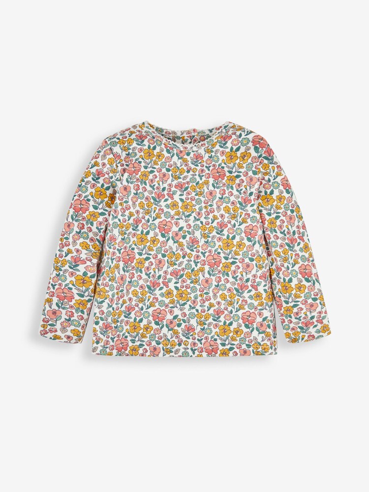 JoJo Maman Bébé Green Fox & Fruit Girls' 2-Piece Appliqué Pinafore Dress & Top Set - Image 4 of 6