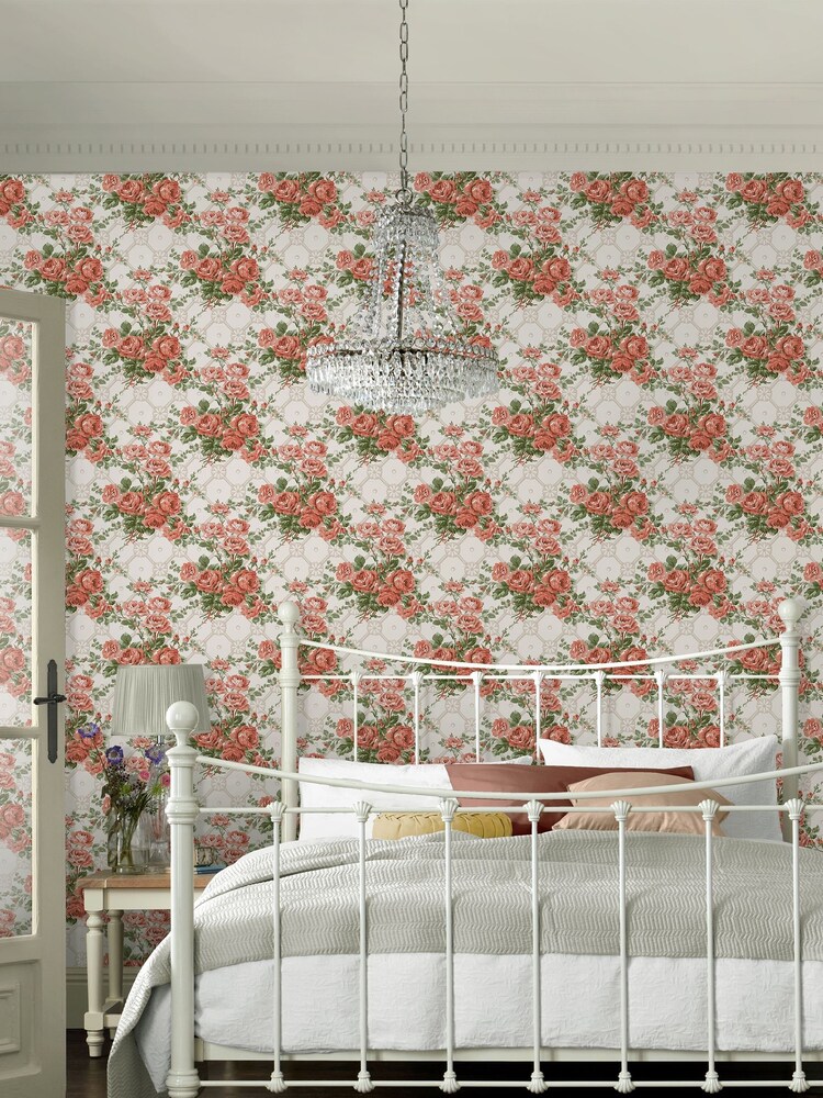 Laura Ashley Old Rose Pink Country Roses A4 Wallpaper Sample - Image 1 of 2