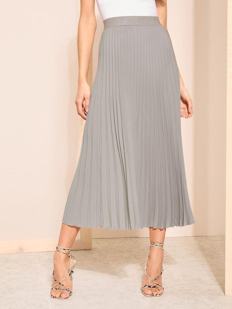 Friends Like These Silver Pleated Summer Midi Skirt - Image 1 of 1