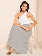Friends Like These Silver Pleated Summer Midi Skirt - Image 2 of 4