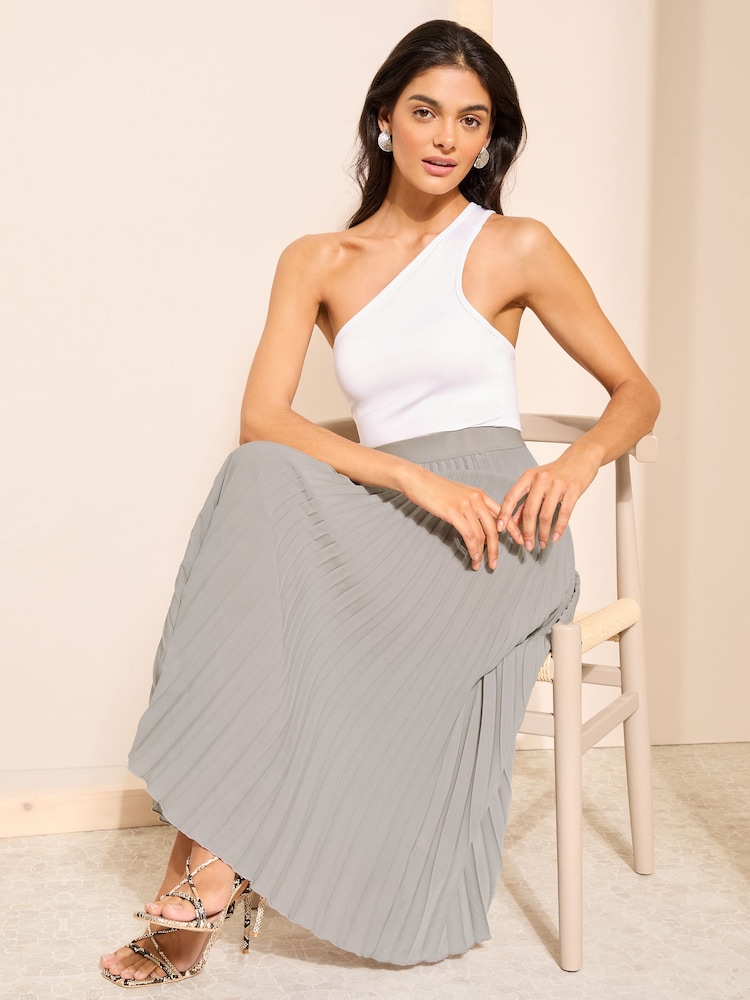 Friends Like These Silver Pleated Summer Midi Skirt - Image 2 of 4