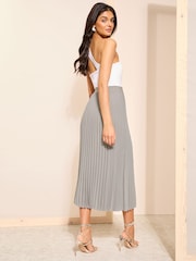 Friends Like These Silver Pleated Summer Midi Skirt - Image 4 of 4