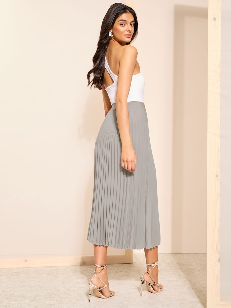 Friends Like These Silver Pleated Summer Midi Skirt - Image 4 of 4