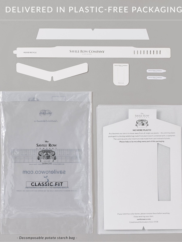 Savile Row Company White Slim Fit Cotton Twill Single Cuff Formal Shirt - Image 7 of 7