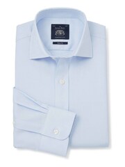 Синий - Savile Row Company 100Тонкие формальные рубашки из тонкого хлопка с одинарным манжетом - Изображение 3 из 6