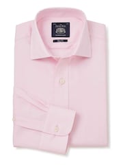 Розовый - Savile Row Company Слим фит Twill Double Cuff 100% Cotton рубашки - Изображение 3 из 6